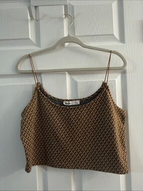 Elodie Brown Geometric Print Cropped Cami